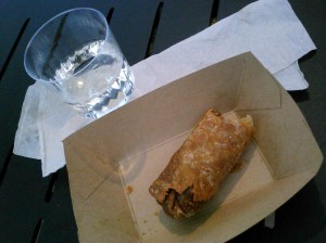 I got crazy and mixed-- Sake and Moroccan chicken roll. 