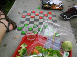 One of our first school lunches together this year. There was a mad game of checkers going on in between bites. 